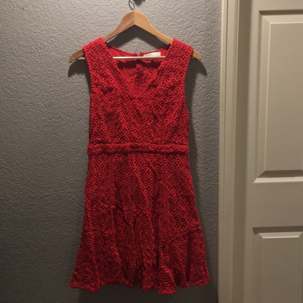 Red lace cocktail dress!